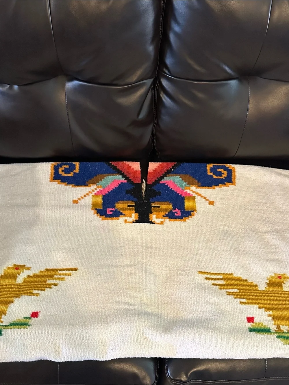 Handwoven Vintage Wood Mexican Poncho Blanket JORONGO
